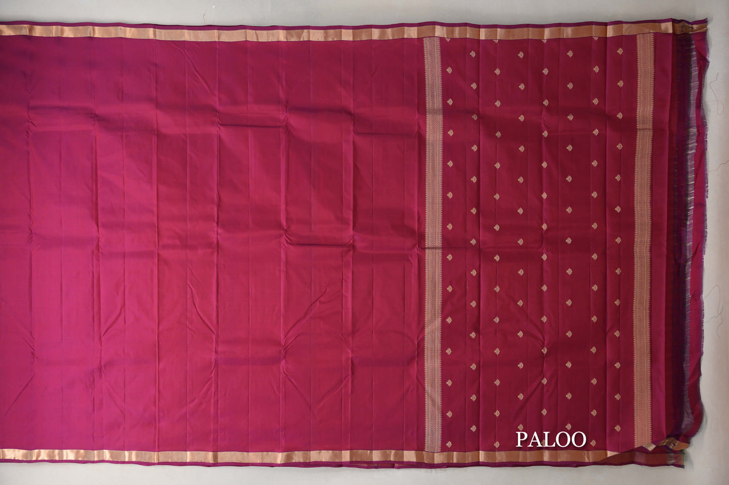 Bright Magenta Pink Light Weight Kanjivaram Silk Saree paloo