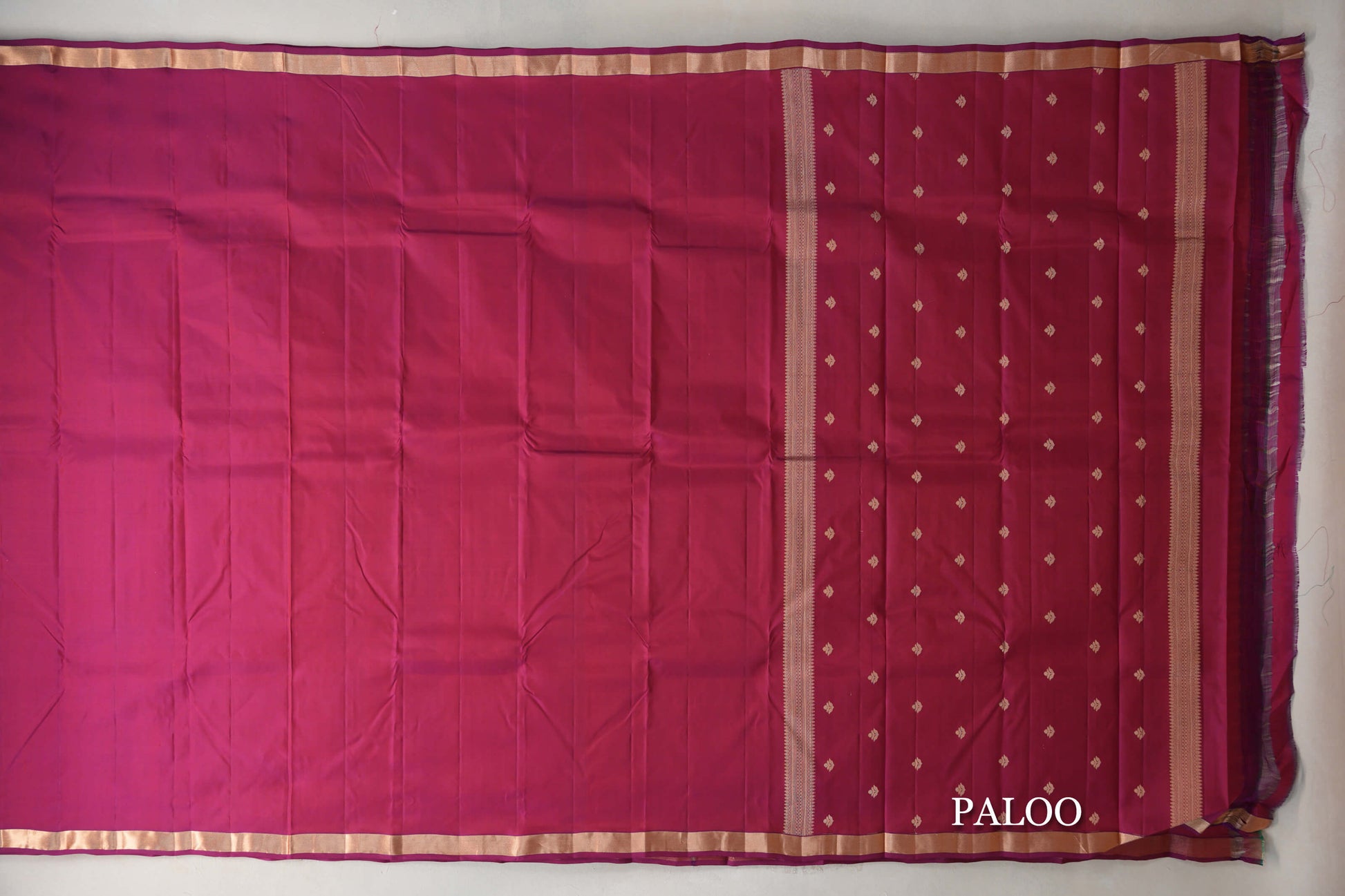 Bright Magenta Pink Light Weight Kanjivaram Silk Saree paloo