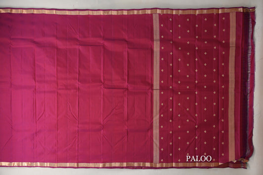 Bright Magenta Pink Light Weight Kanjivaram Silk Saree paloo