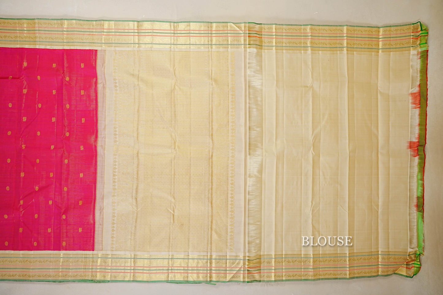 Rani Pink Vintage Kanjivaram Silk Saree blouse