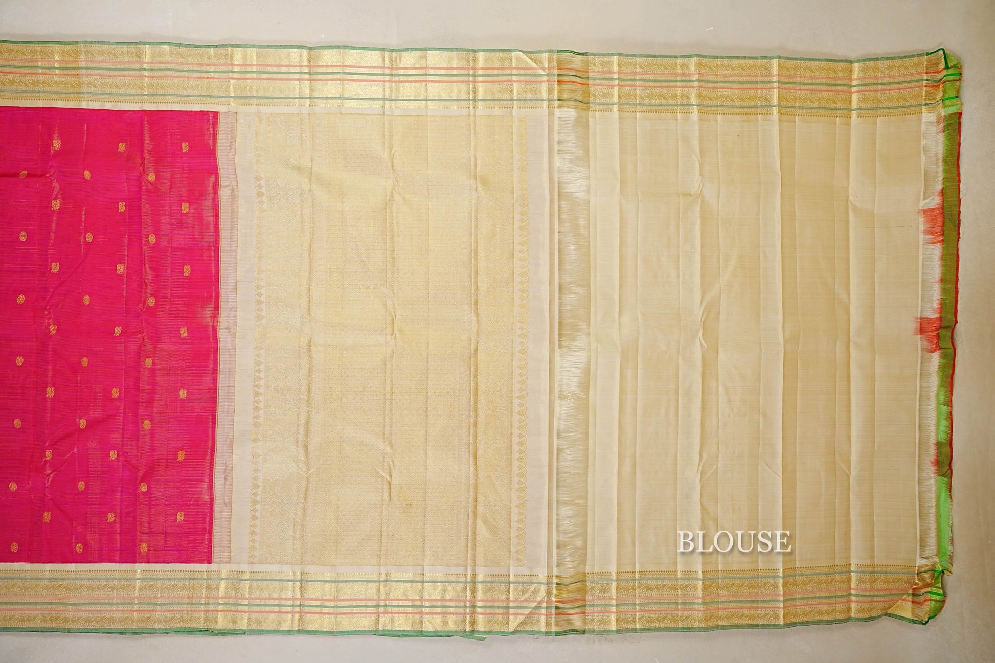 Rani Pink Vintage Kanjivaram Silk Saree blouse