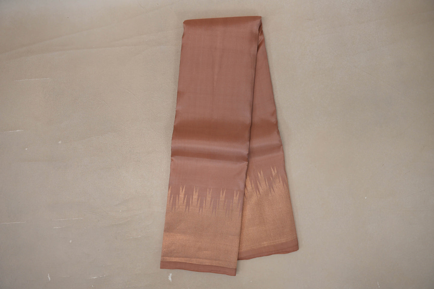 Online Light Brown with Temple Borders Light Weight Kanjivaram Silk Saree