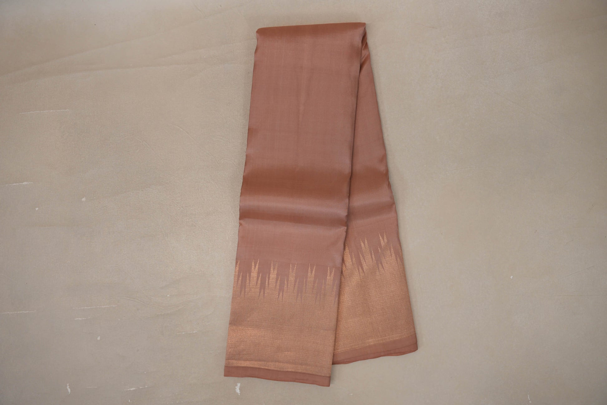 Online Light Brown with Temple Borders Light Weight Kanjivaram Silk Saree
