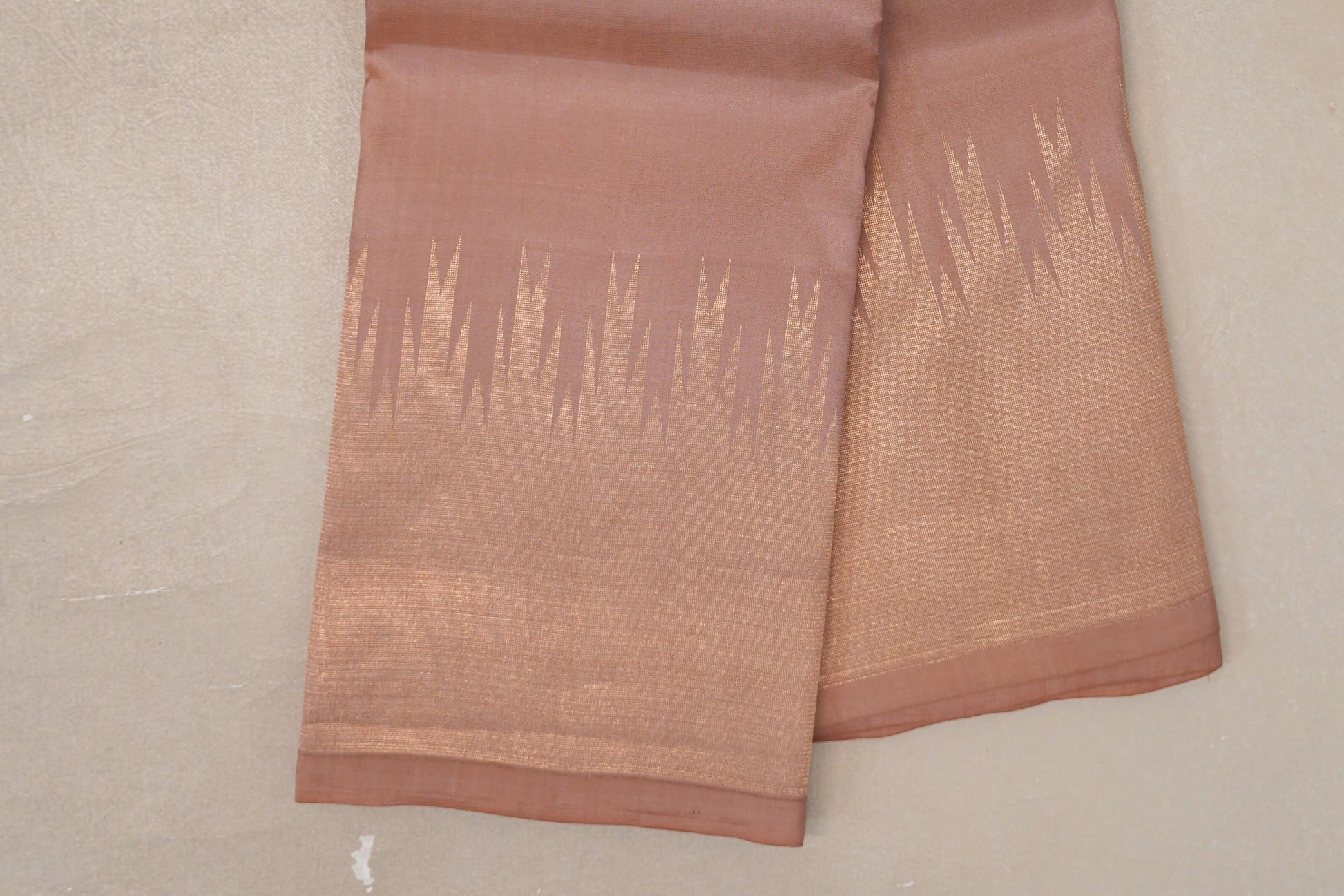Light Brown Light Weight Kanjivaram Silk Saree temple border
