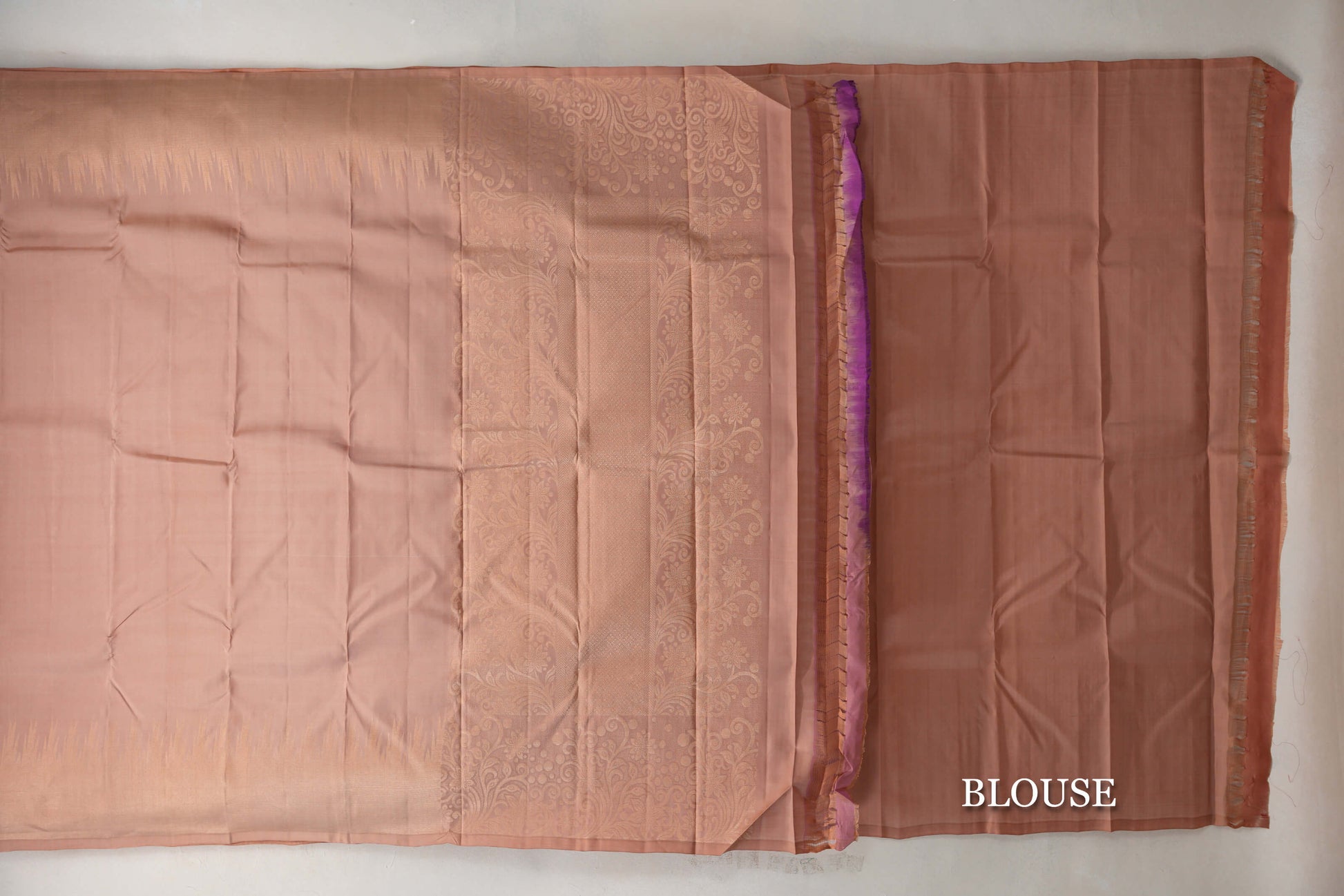 Light Brown with Temple Borders Light Weight Kanjivaram Silk Saree border