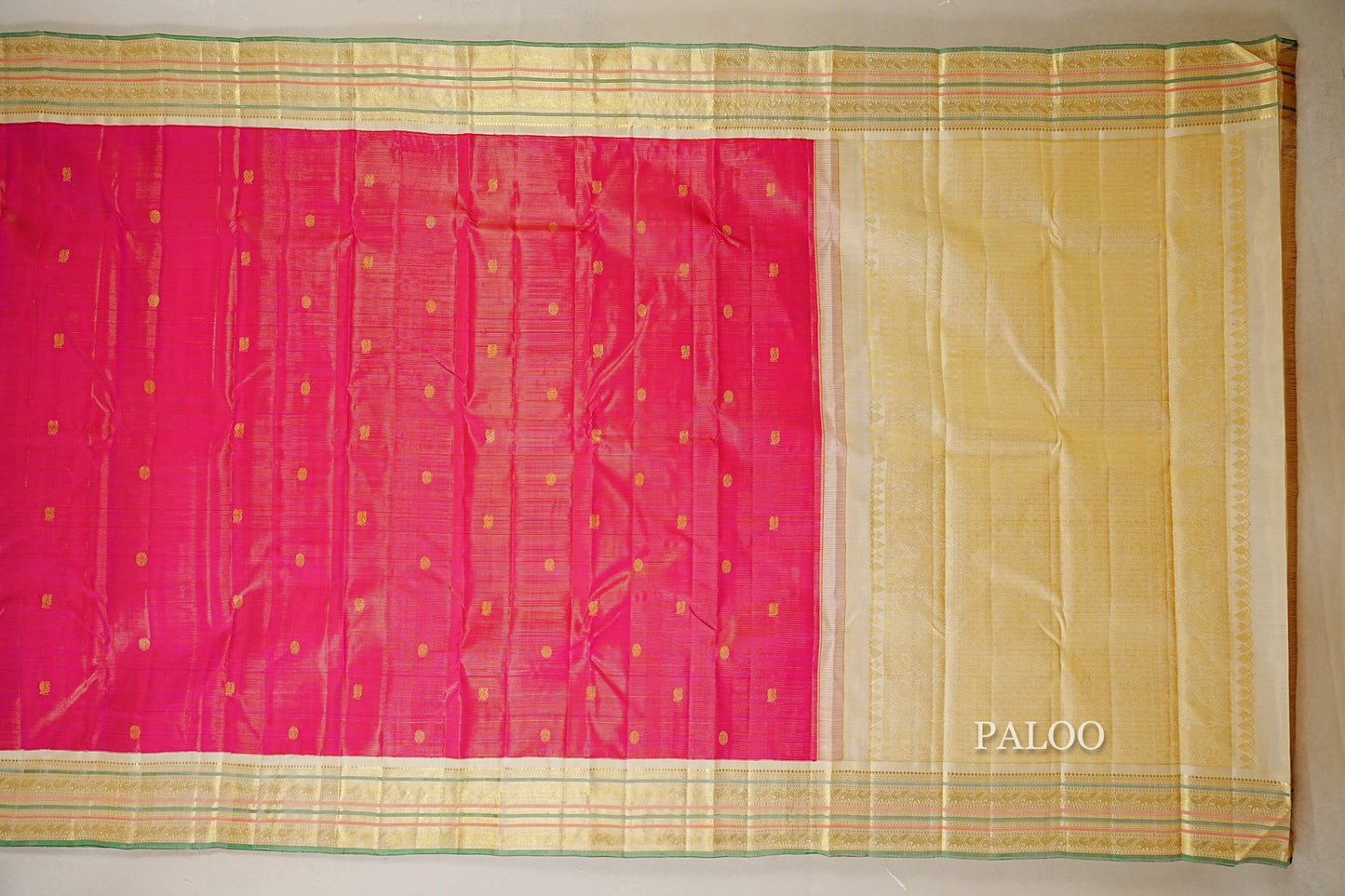 Rani Pink Vintage Kanjivaram Silk Saree  paloo