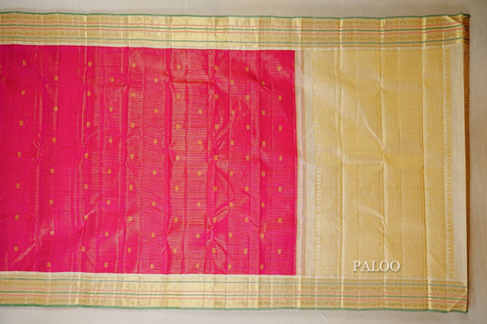 Rani Pink Vintage Kanjivaram Silk Saree  paloo
