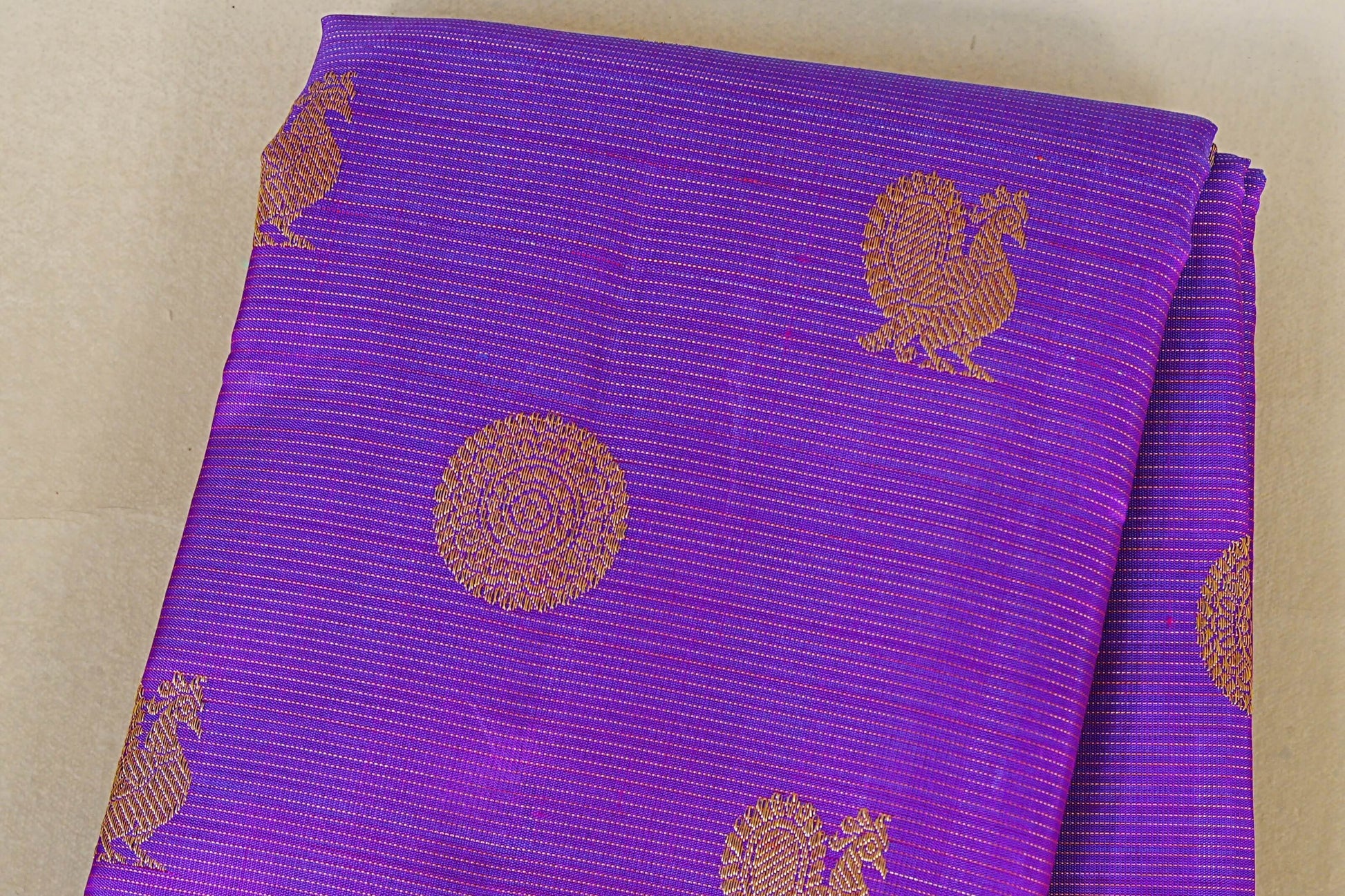 Dual Tone Purple and Blue Heirloom Kanjivaram Silk Saree  body zoom