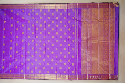 Dual Tone Purple and Blue Heirloom Kanjivaram Silk Saree  paloo