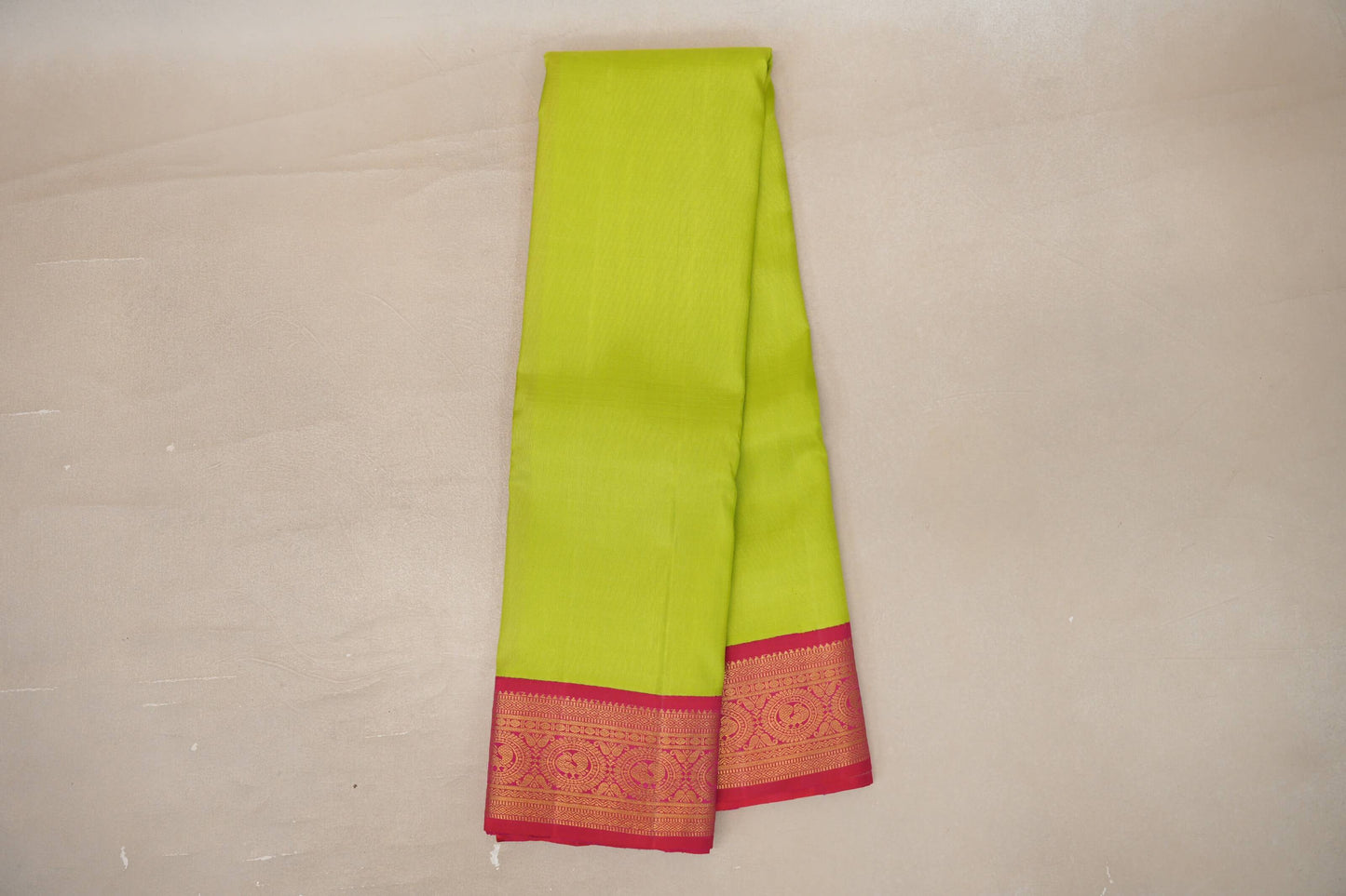 Online Parrot Green with Rani Pink Borders Vintage Kanjivaram Silk Saree