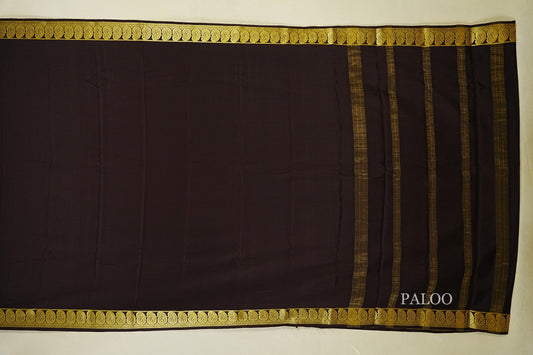 Dark Coffee Brown Mysore Silk Saree blouse