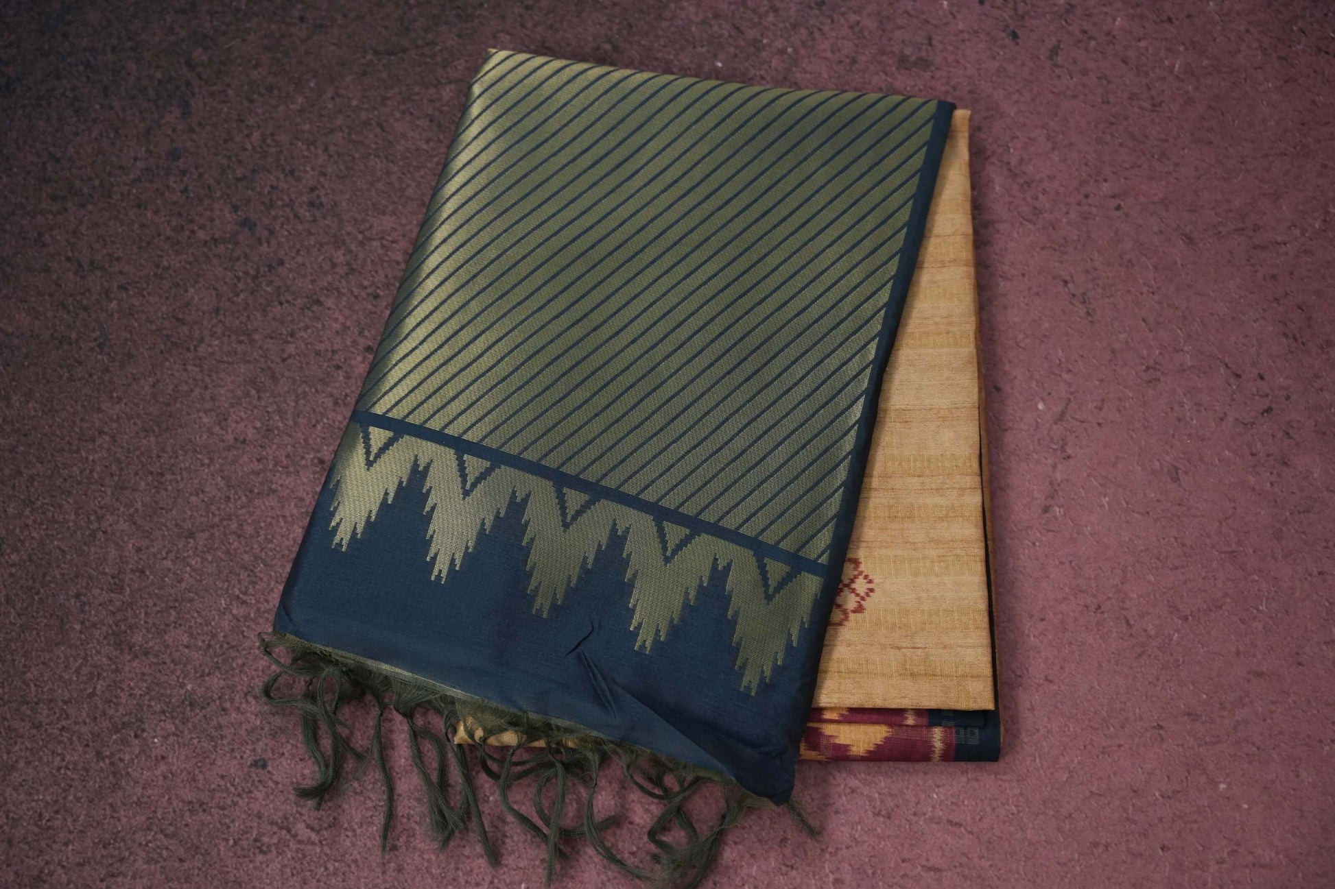 Beige semi tussar silk saree