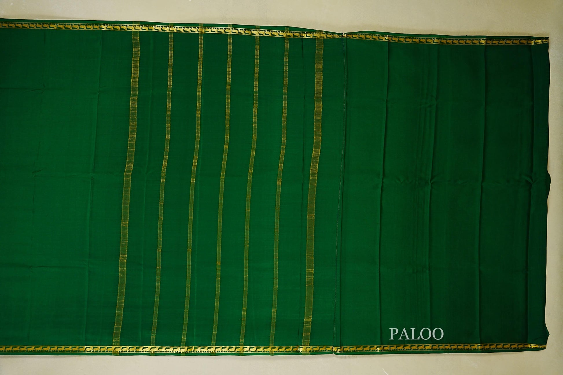 Bottle Green with gold borders Mysore Silk Saree blouse