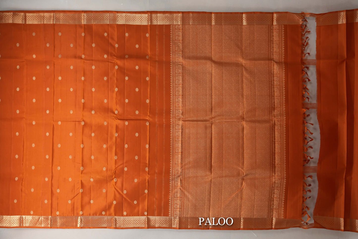 Mango Orange Vintage Kanjivaram Silk Saree paloo