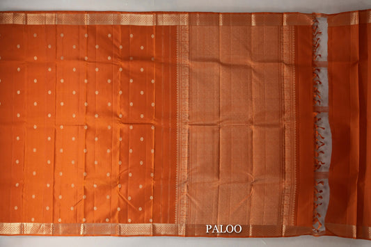 Mango Orange Vintage Kanjivaram Silk Saree paloo