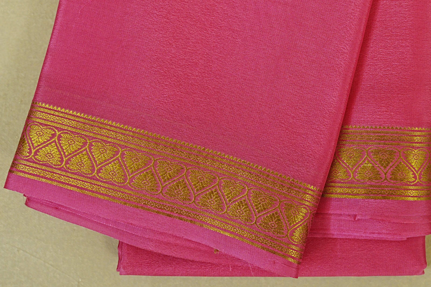 Pink Mysore Silk Saree borders