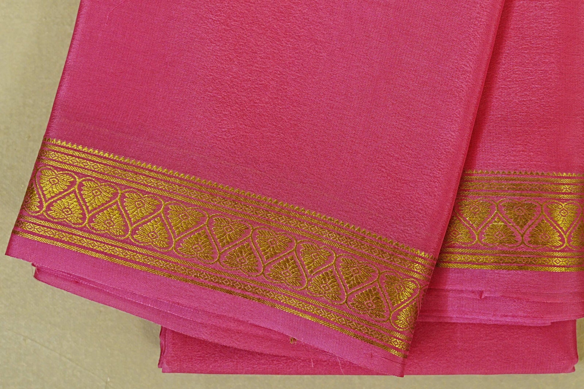 Pink Mysore Silk Saree borders