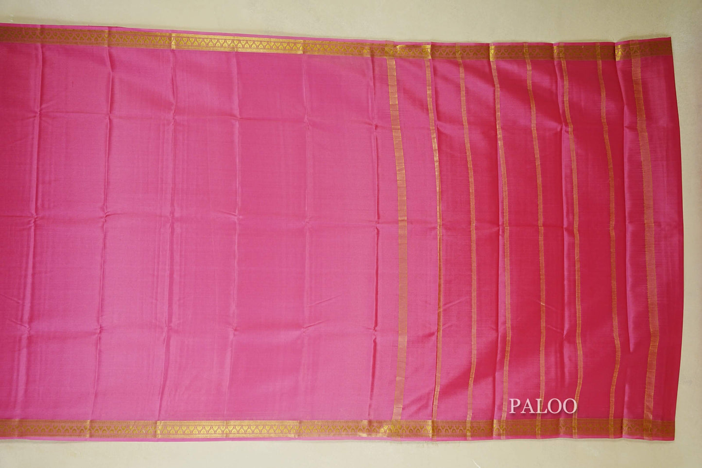 Pink Mysore Silk Saree paloo