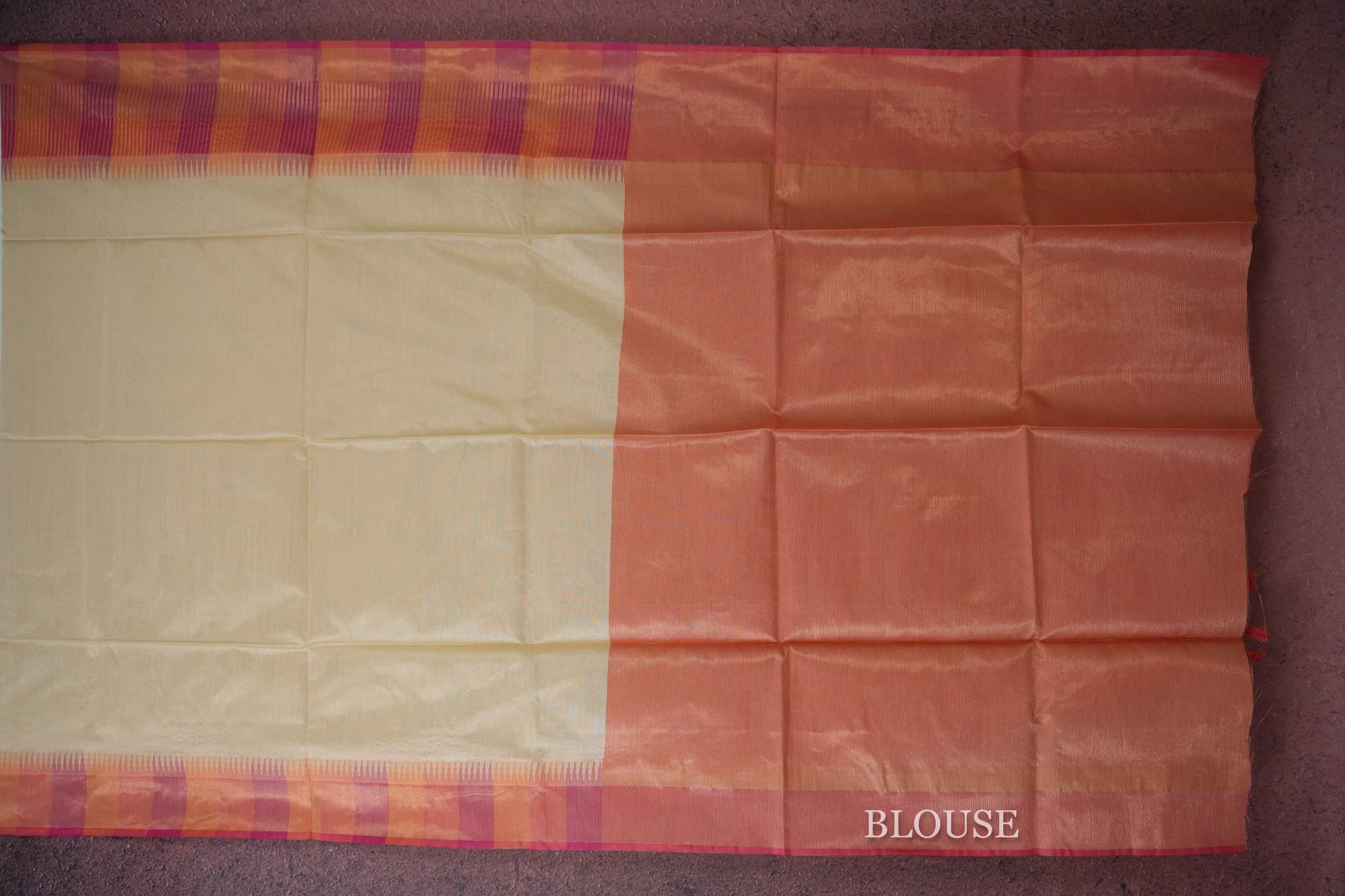 cream semi tussar silk saree blouse