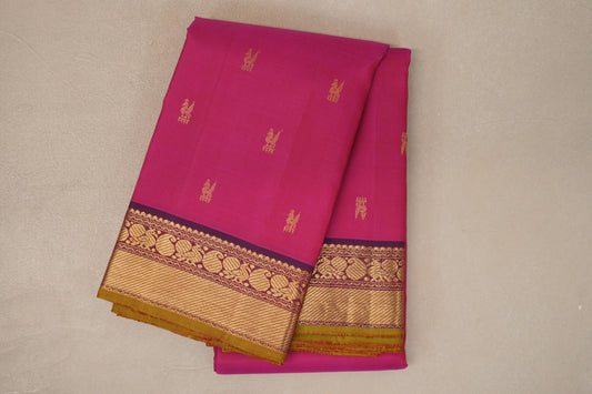 Orangish Pink Vintage Kanjivaram Silk Saree