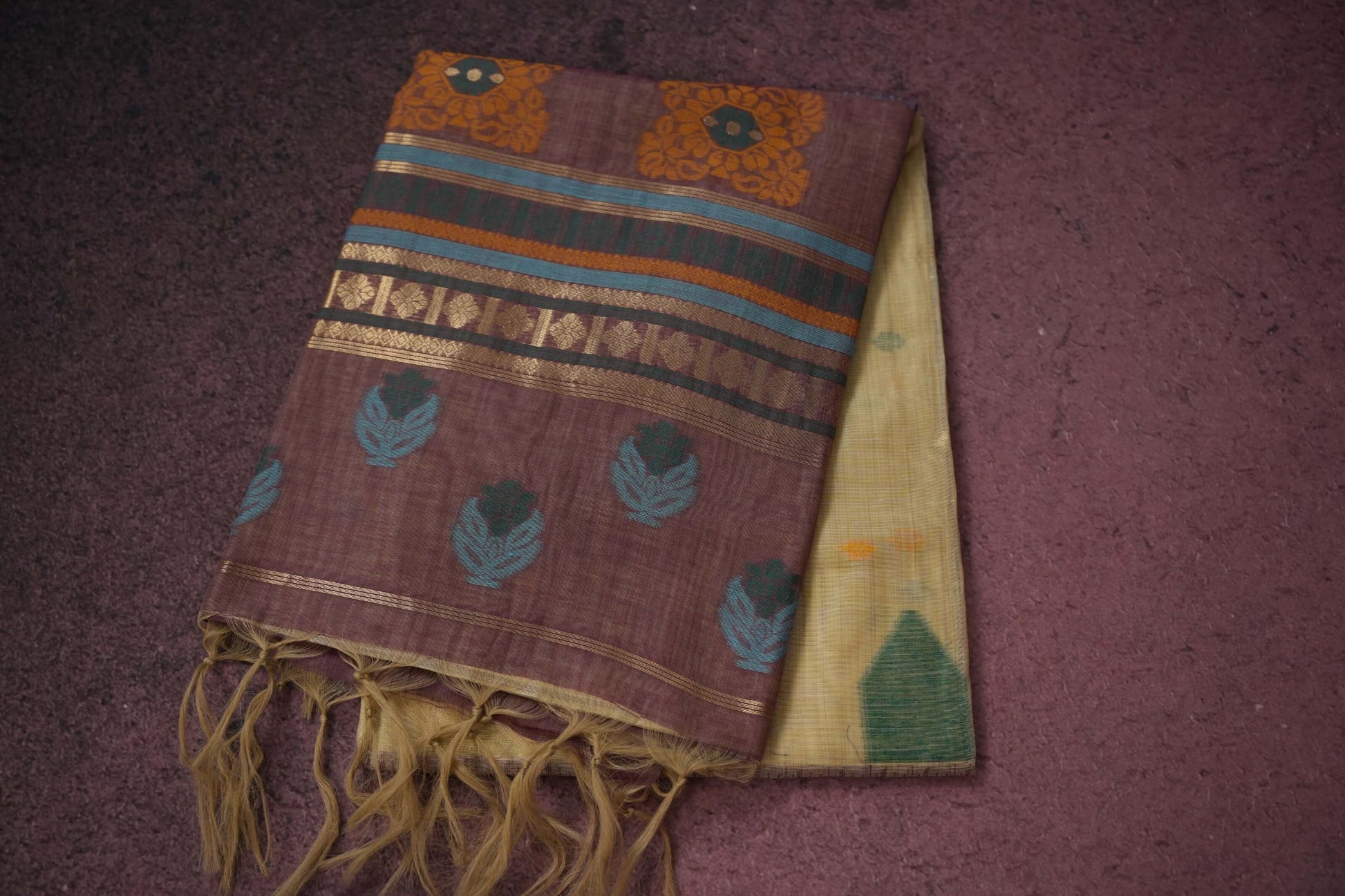 beige semi tussar silk saree