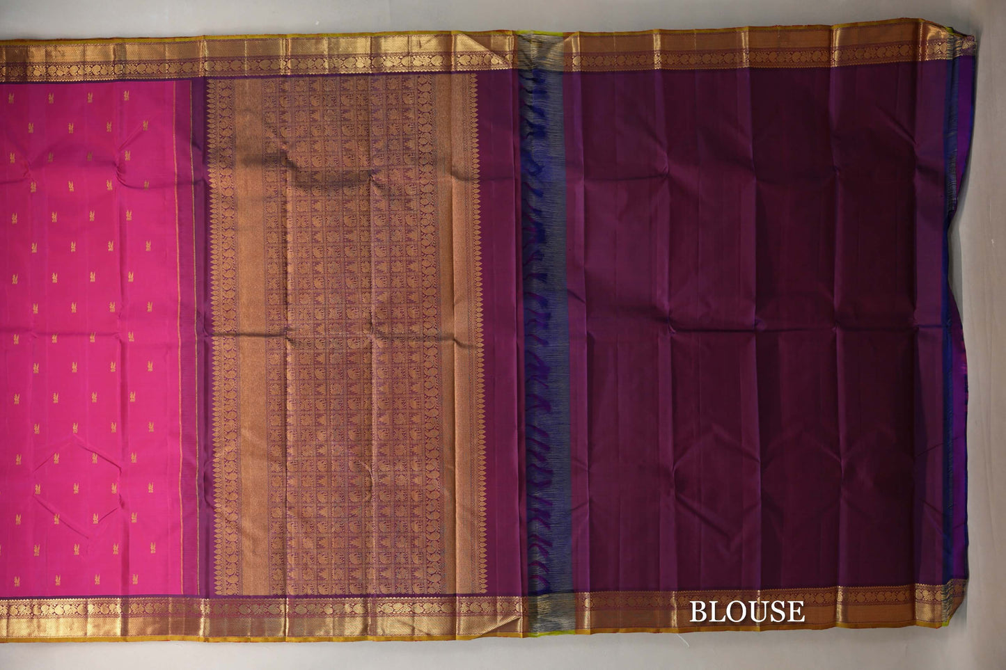Orangish Pink Vintage Kanjivaram Silk Saree blouse