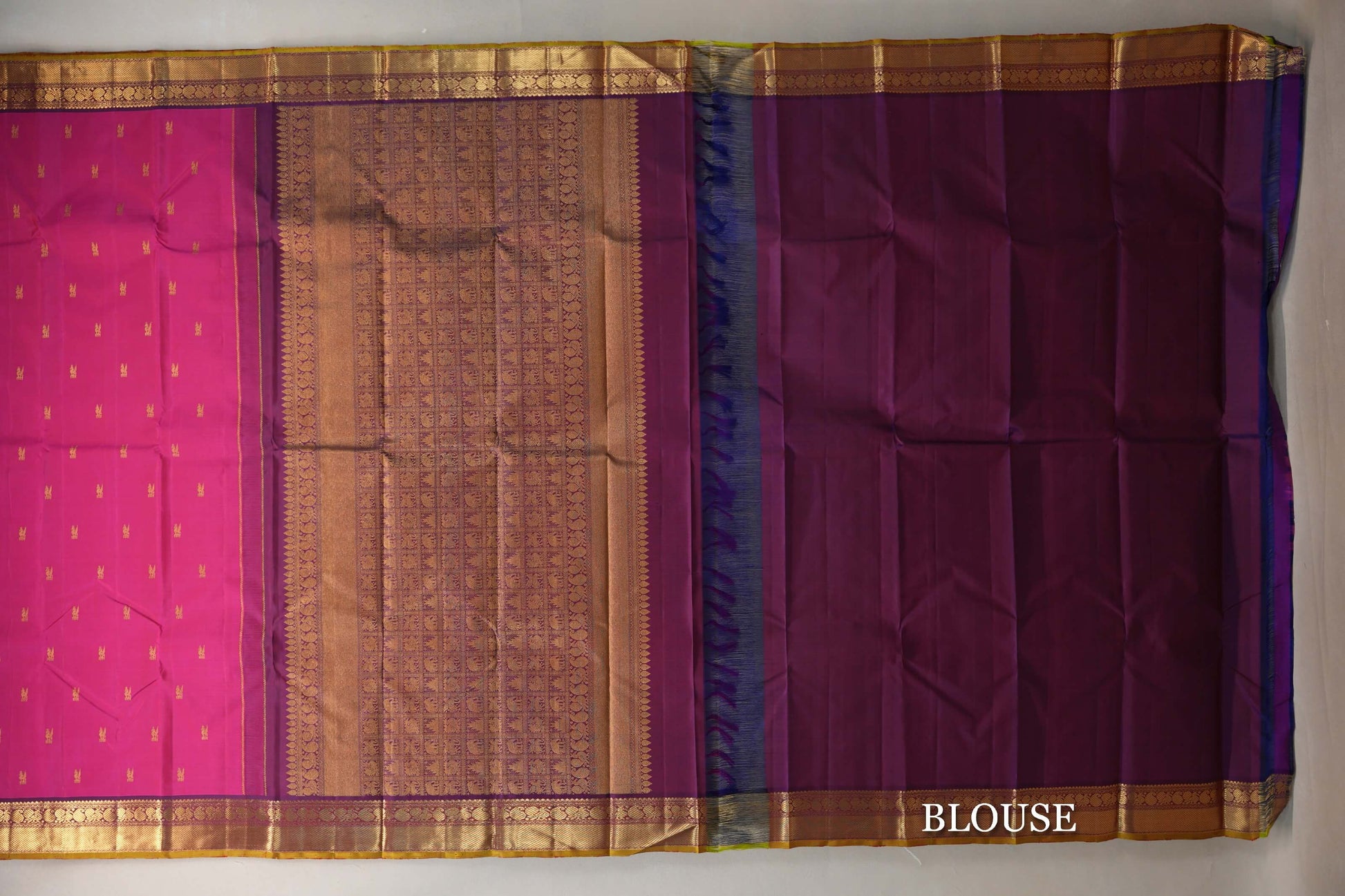Orangish Pink Vintage Kanjivaram Silk Saree blouse