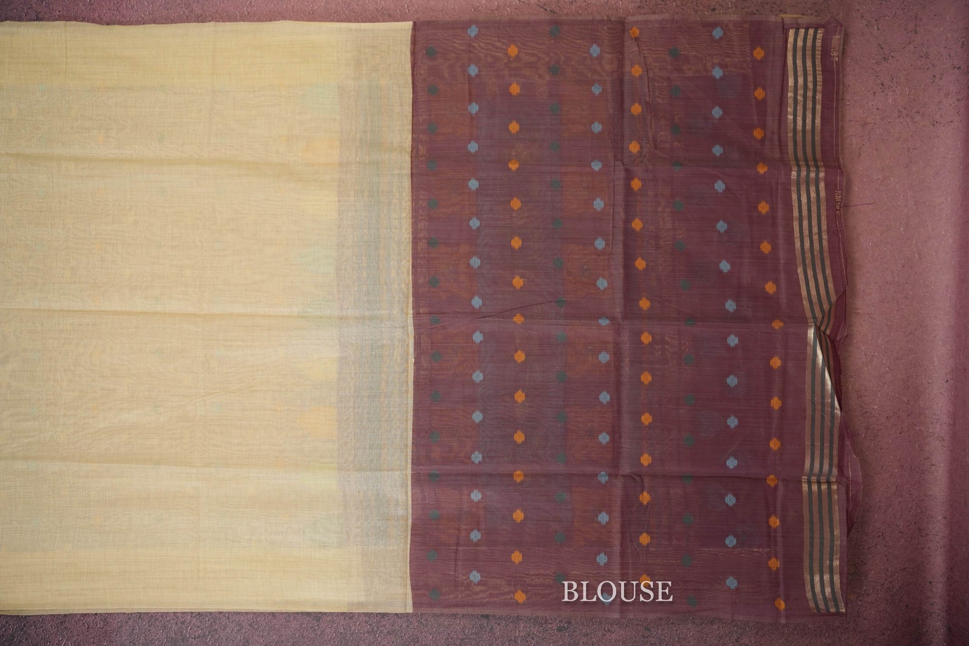 beige semi tussar silk saree blouse