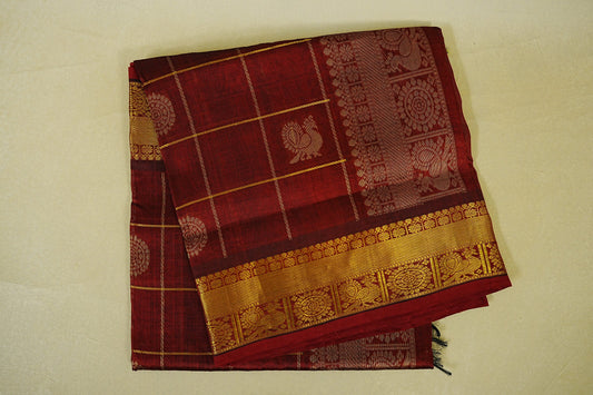 Deep Maroon Vegan Silkcotton Saree