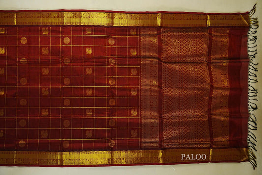 Deep Maroon Vegan Silkcotton Saree paloo