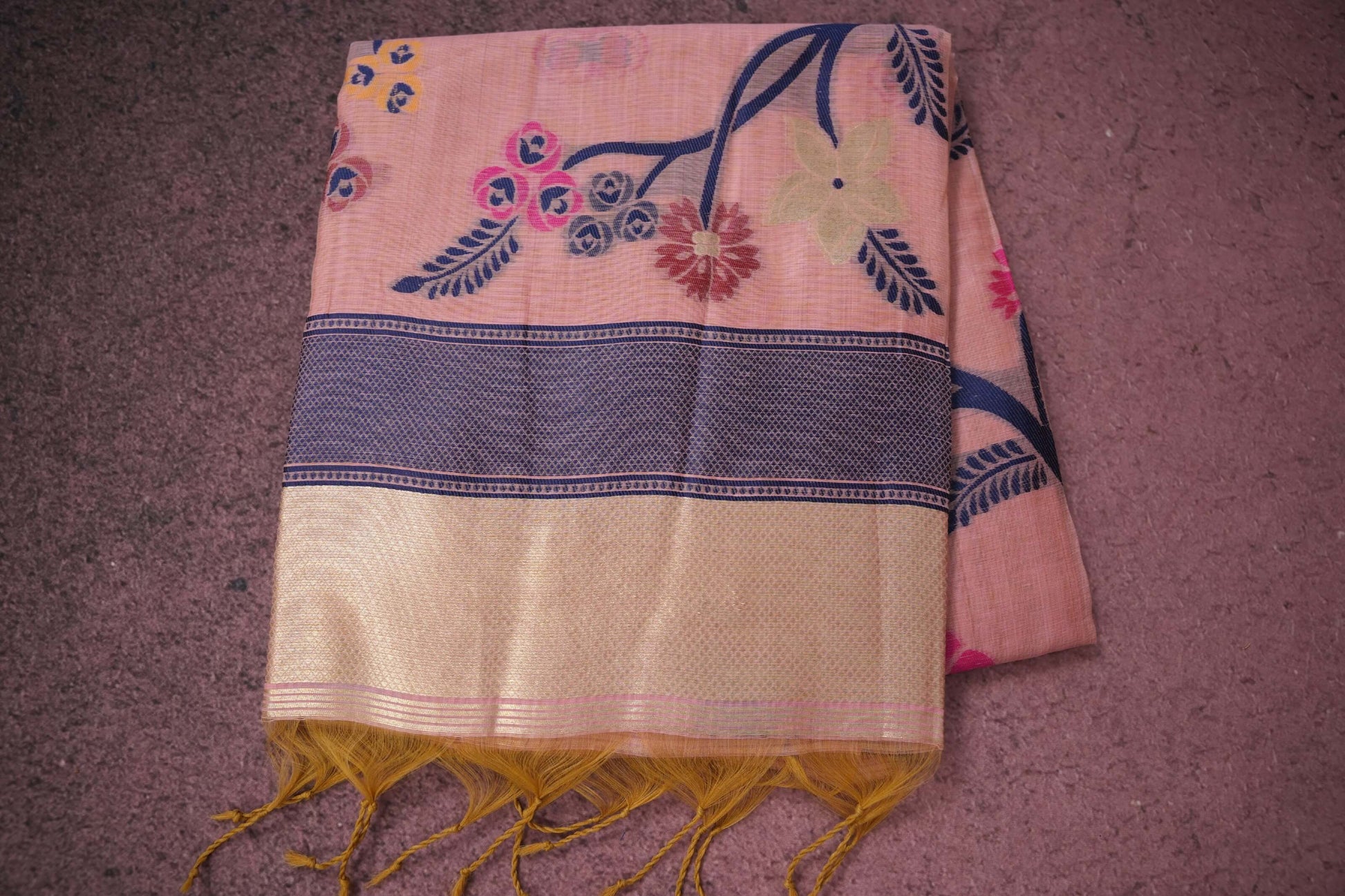 pink semi tussar silk saree