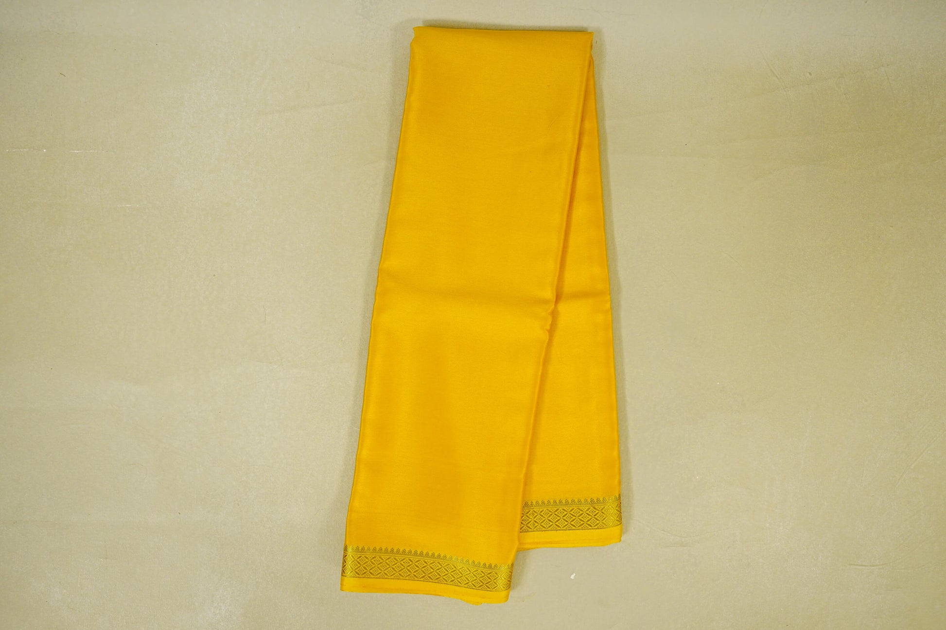 Bright Yellow Mysore Silk Saree by Shreenivas Silks