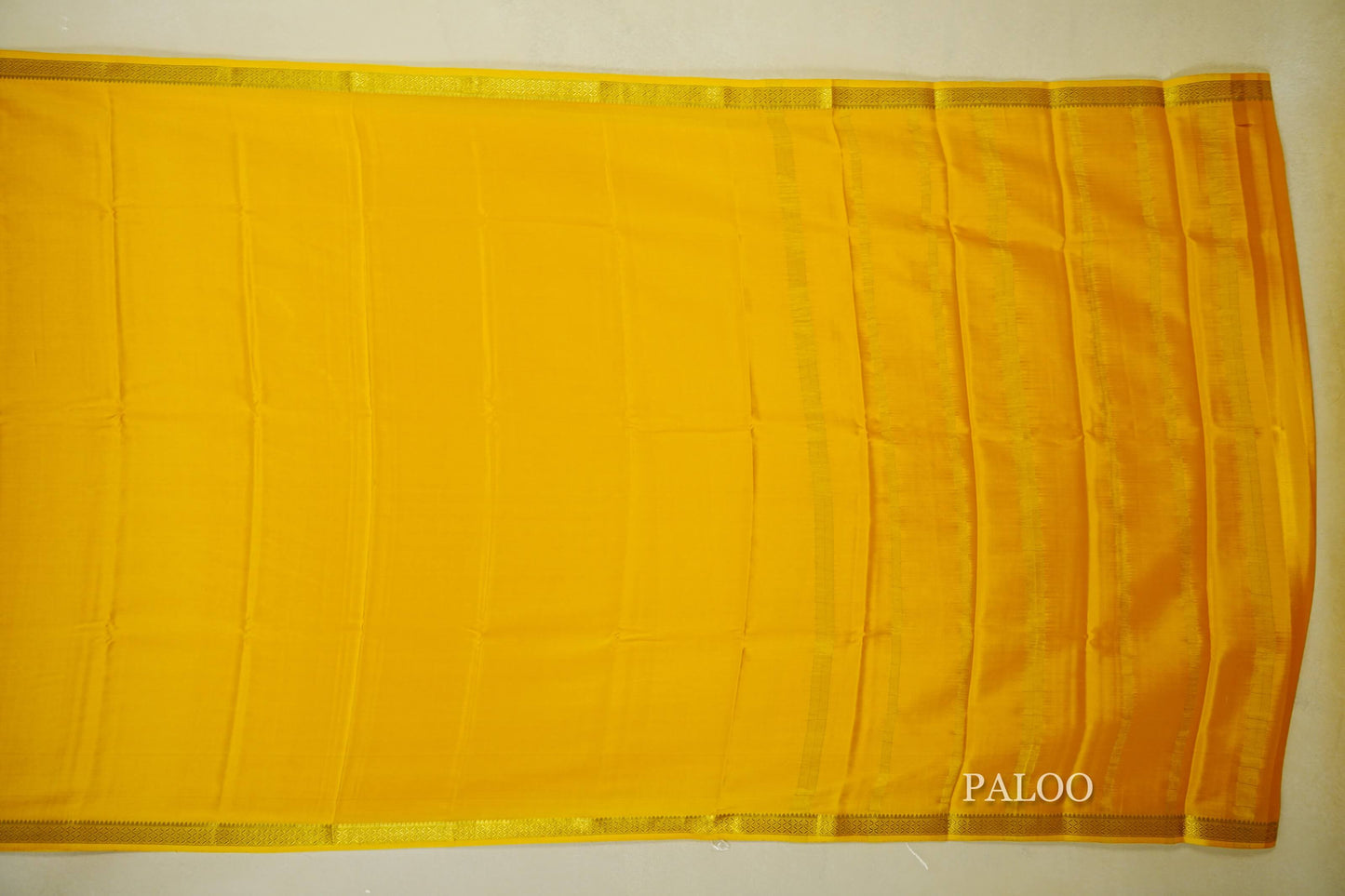 Bright Yellow Mysore Silk Saree by Shreenivas Silks paloo