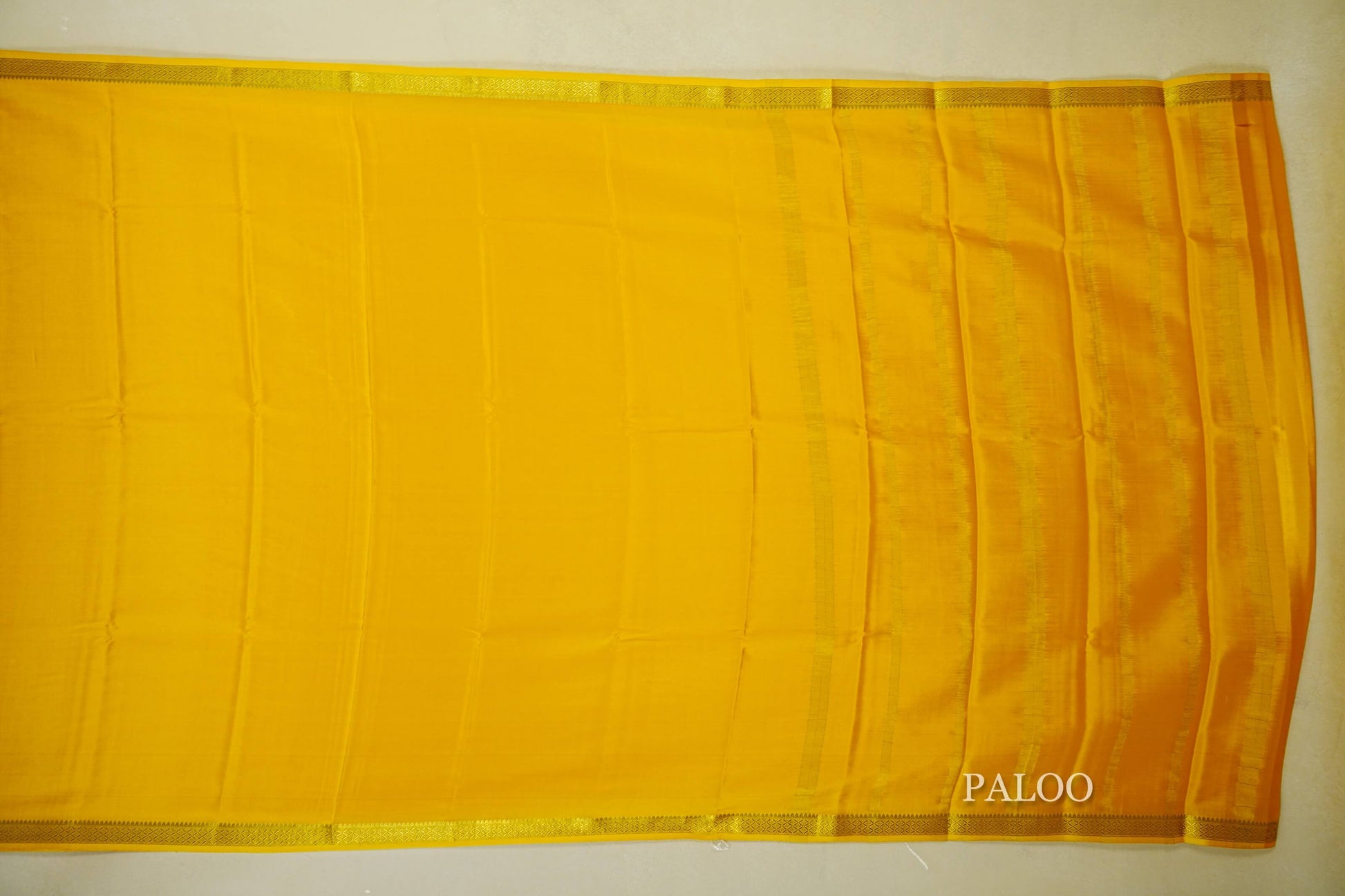 Bright Yellow Mysore Silk Saree by Shreenivas Silks paloo