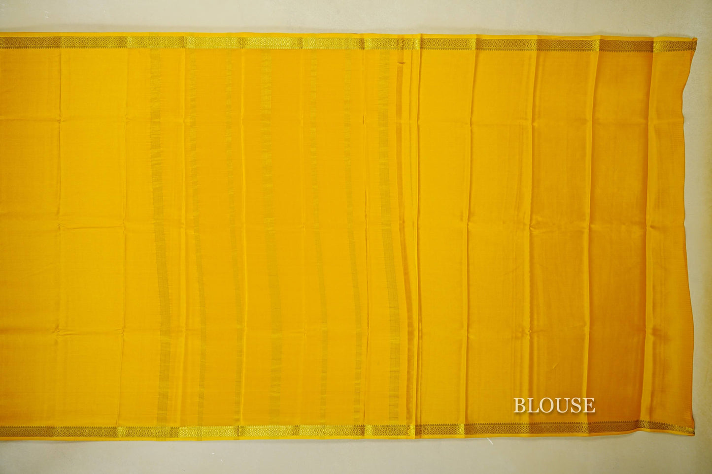 Bright Yellow Mysore Silk Saree by Shreenivas Silks blouse