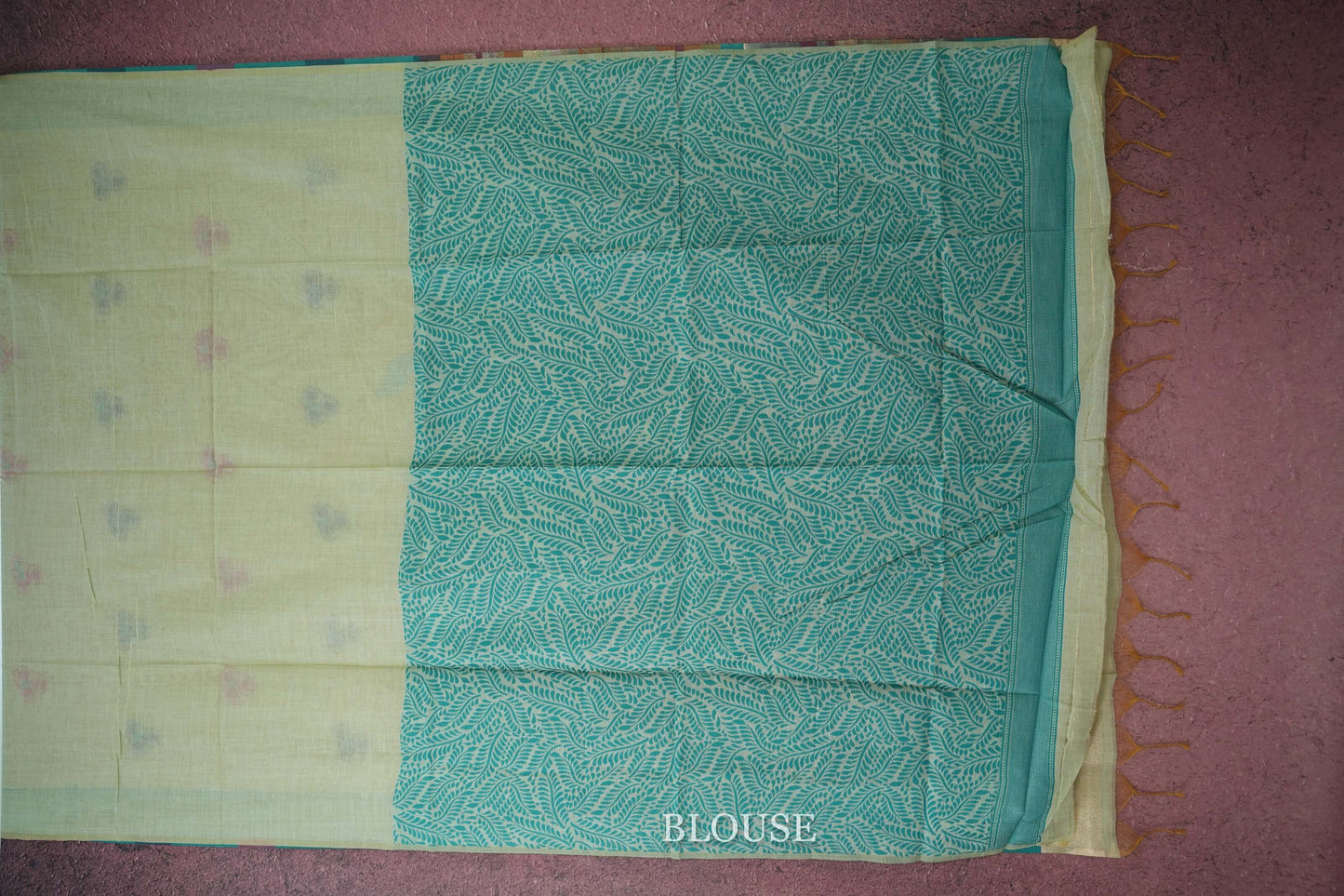 pastel green semi tussar silk saree blouse