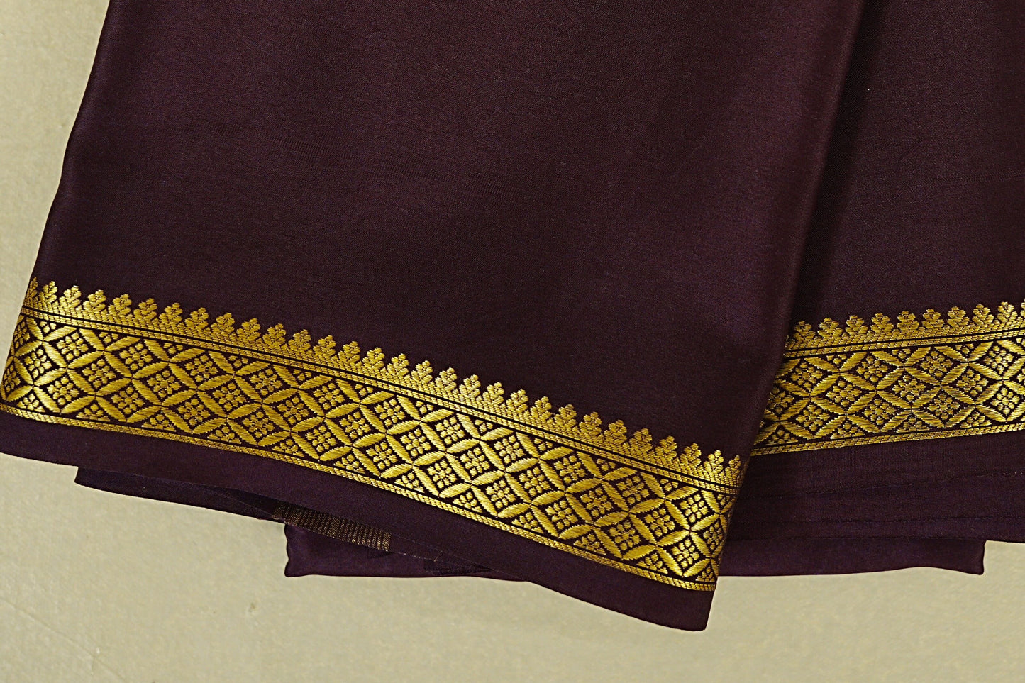 Deep wine Purple Mysore Silk Saree  border