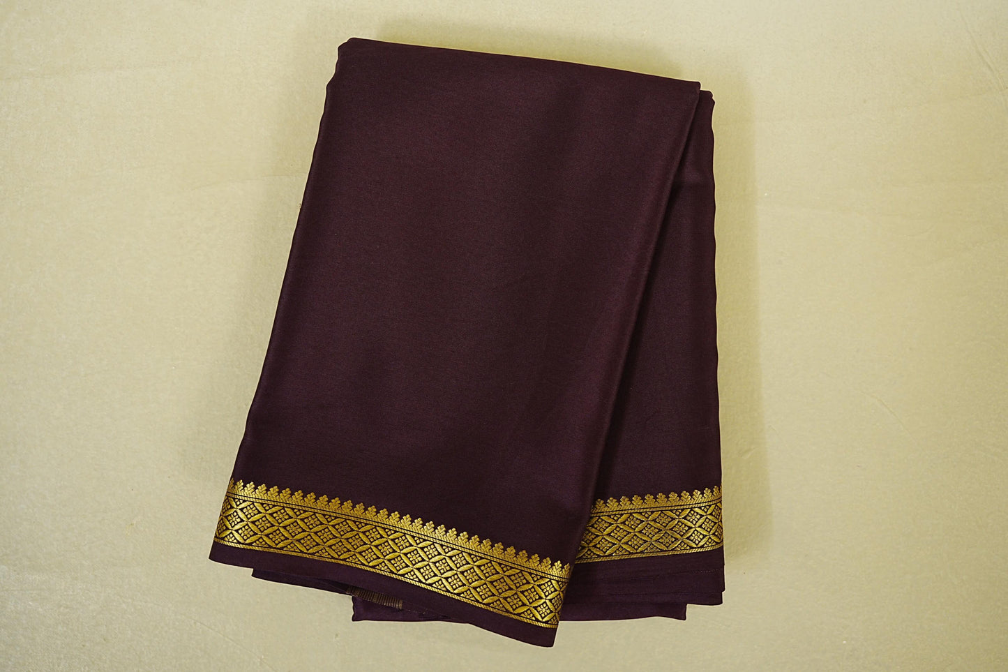 Deep wine Purple Mysore Silk Saree 