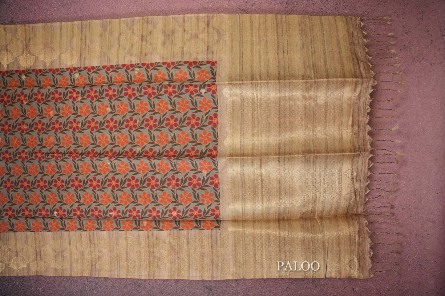  Multi colored semi tussar silk saree paloo