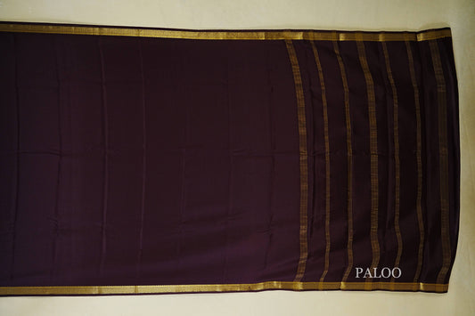 Deep wine Purple Mysore Silk Saree  paloo