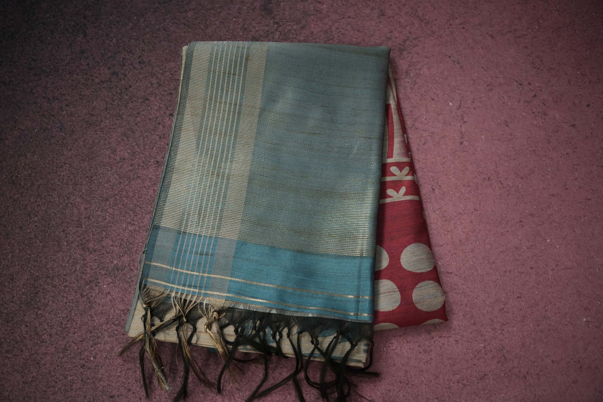 Beige semi tussar silk saree