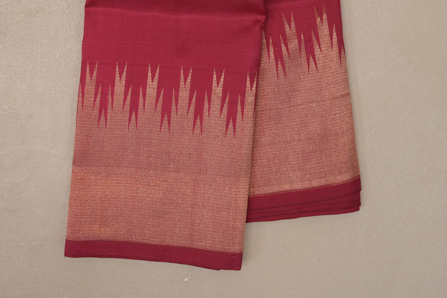 Reddish Pink Light Weight Kanjivaram Silk Saree temple border