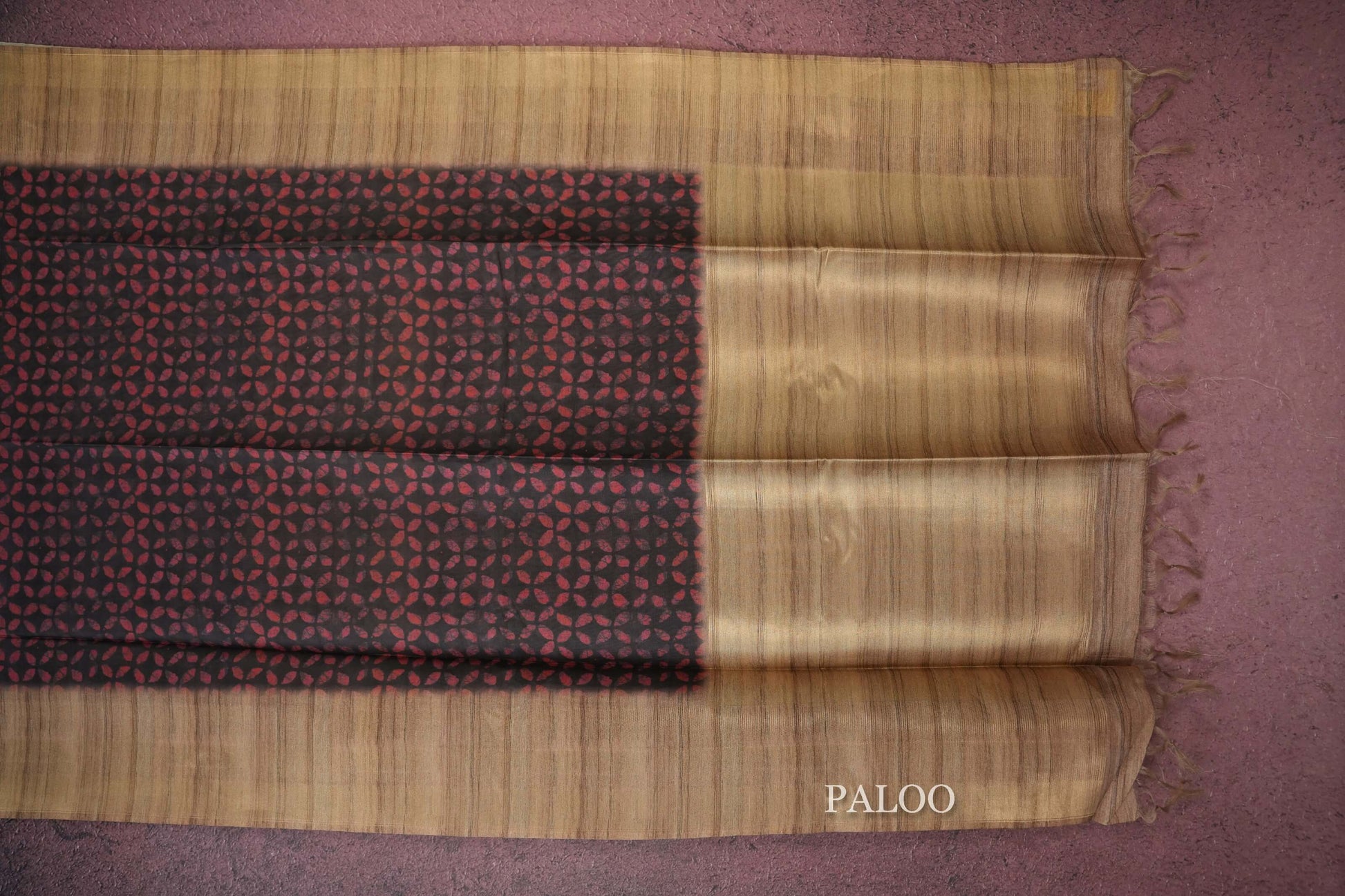 multi coloured semi tussar saree paloo