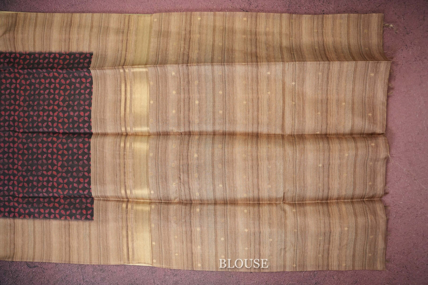 multi coloured semi tussar saree blouse