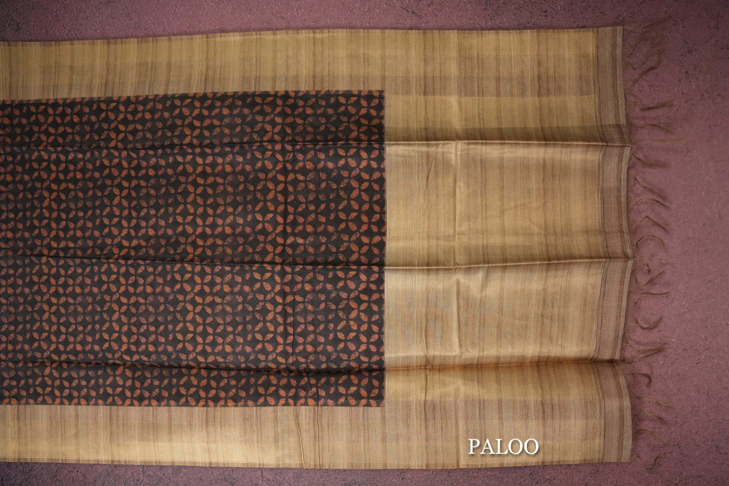 multi coloured semi tussar saree paloo