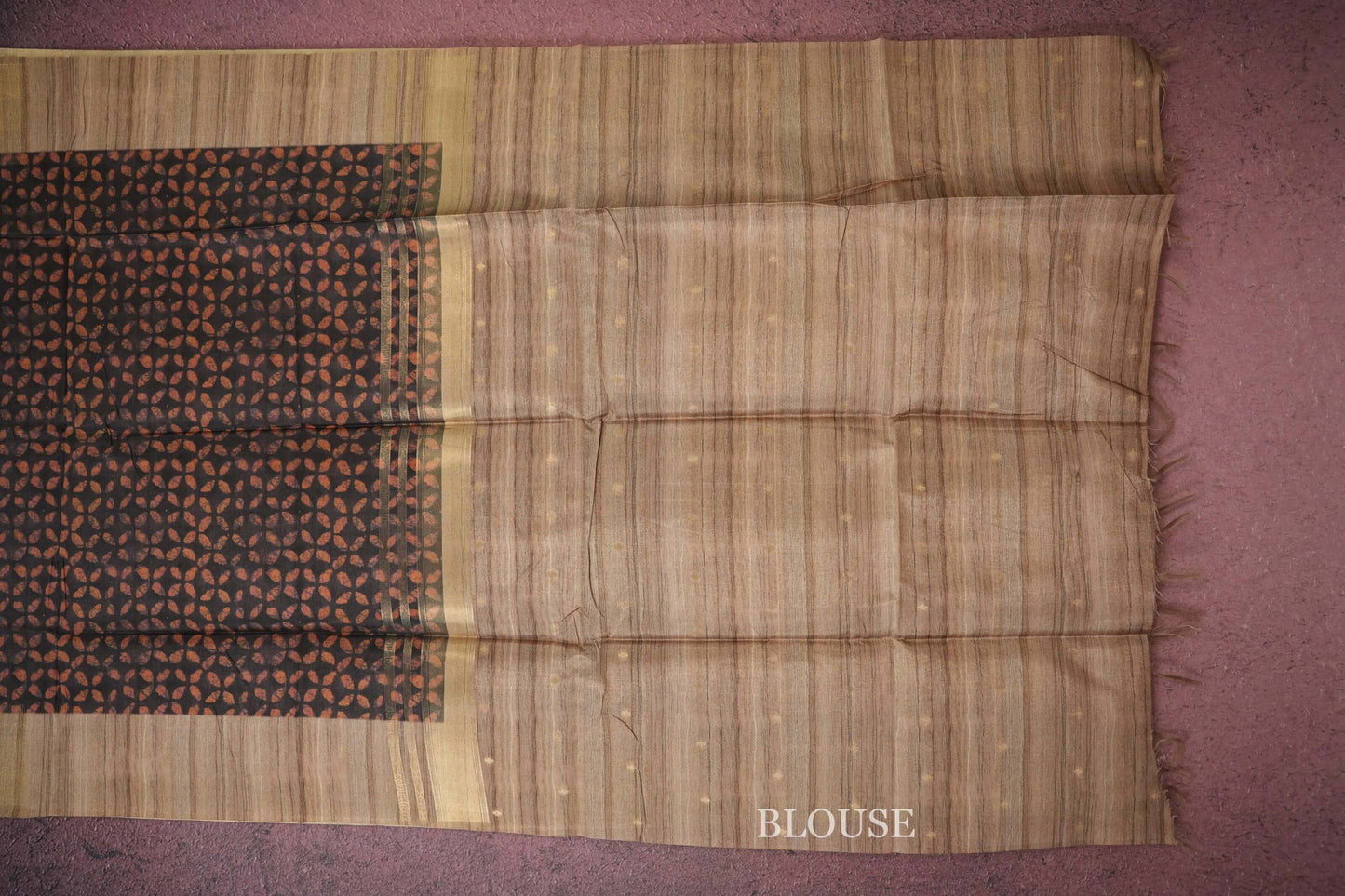 multi coloured semi tussar saree blouse