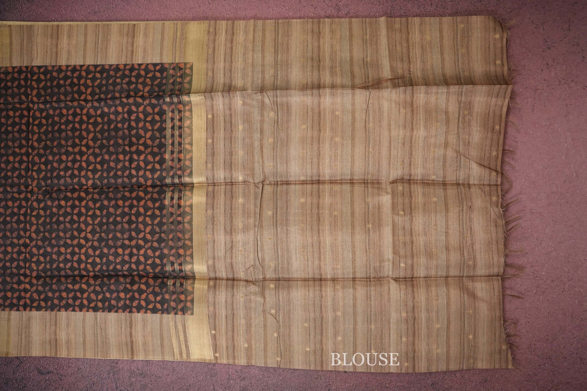 multi coloured semi tussar saree blouse