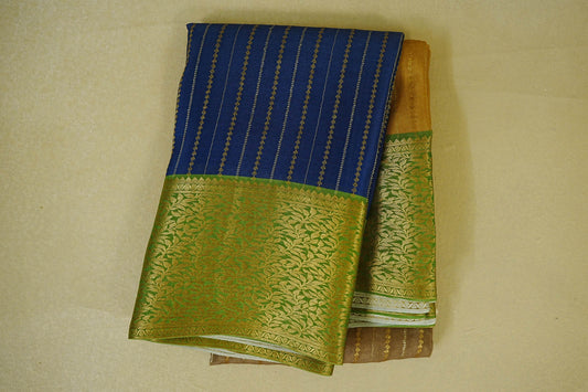 Dual Tone Blue and dark beige Mysore Silk Saree