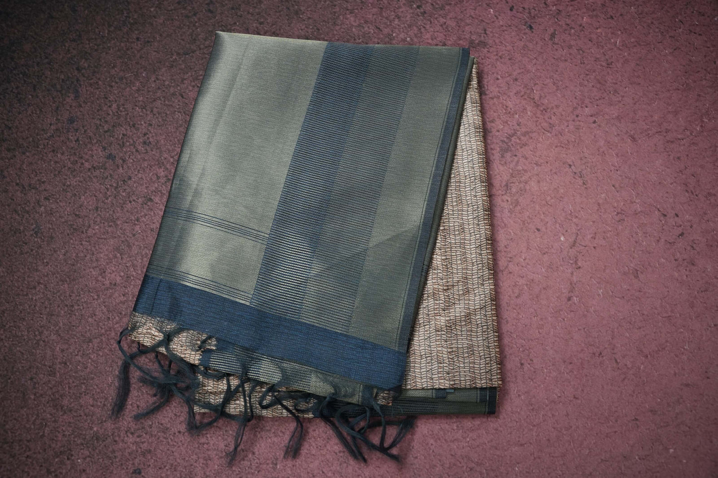 cream/brown semi tussar saree