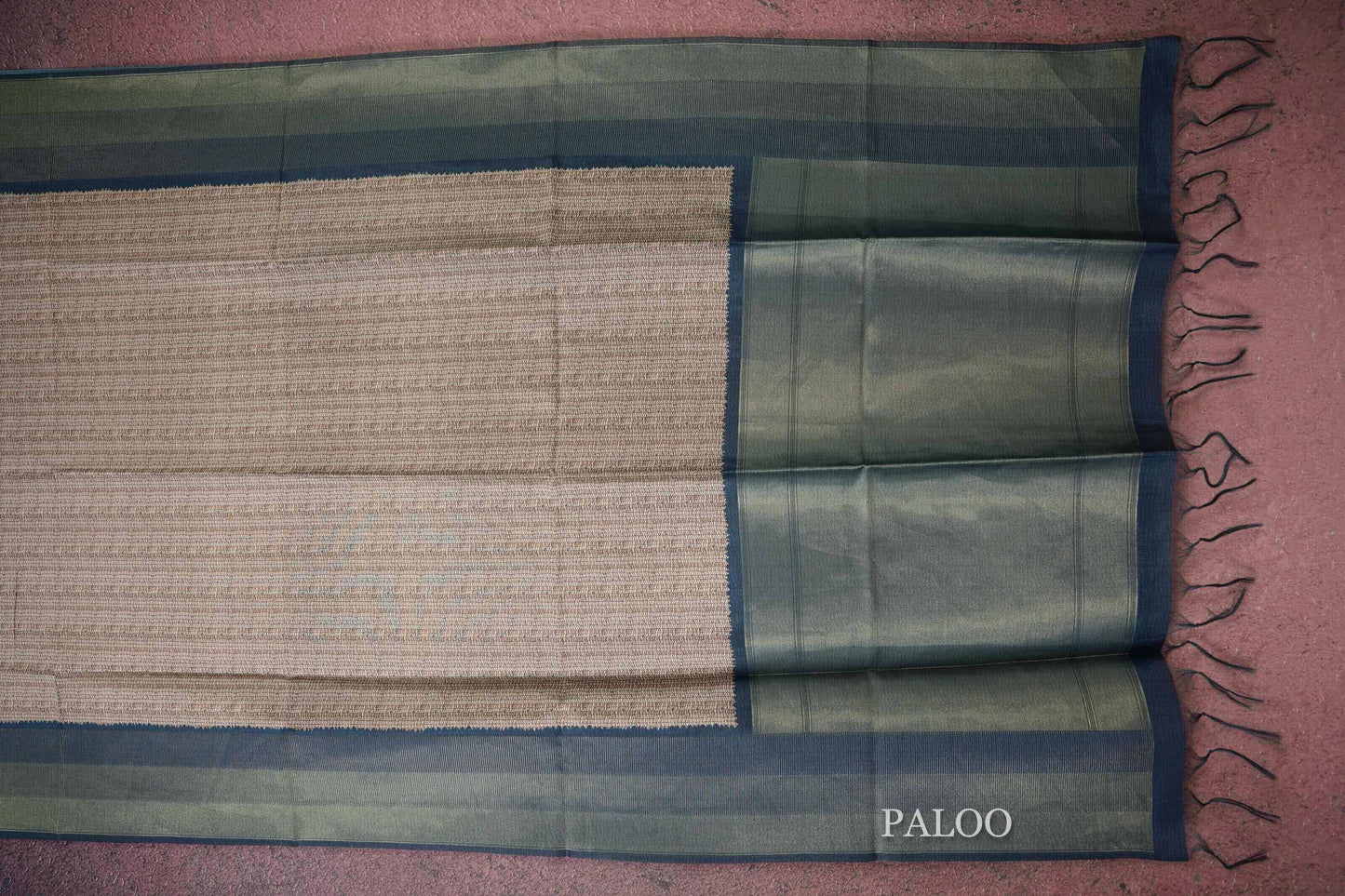 cream/brown semi tussar saree paloo